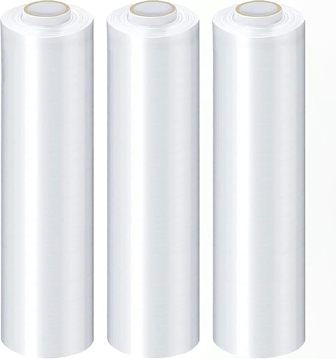 PSBM Stretch Wrap for Packing, 4 Pack of 15 Inch x 1500 Feet, 47 Gauge, High Cling Moving Stretch wrap, Cast Hand Stretch Film Moving wrap Rolls, Strong Plastic Wrap for Moving
