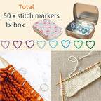 50Pcs Spiral Stitch Markers for Crocheting,Split Ring Stitch Markers with Box Metal Stitch Markers for Knitting Sewing DIY Handmade Crafts