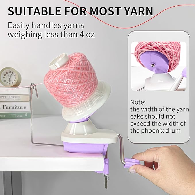SPEENSUN Yarn Winder, 3.5 OZ Easy-to-Install and Efficiently Yarn Spinner with Lower Noise, Robust ABS Material Ball Winder for Crochet and Knitting Lover for Yarns Below Size 5