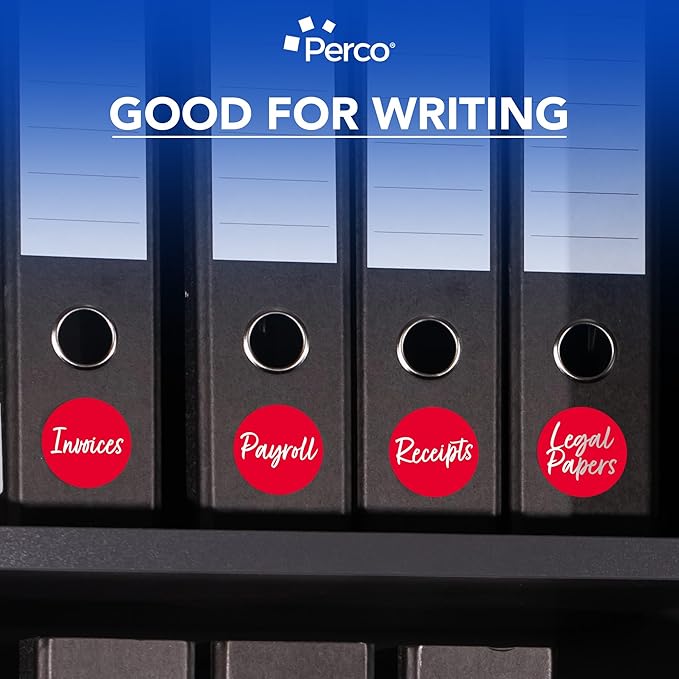 Perco Red 3-Inch Perforated Circle Dot Sticker Labels — 10 Rolls, 5,000 Round Stickers — with Permanent Adhesive for Moving Boxes, Sale Signage, Displays, Status Messaging—Made in USA