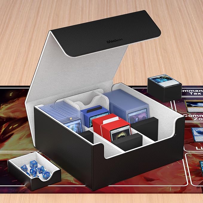 Mlikero Card Deck Case, Trading Card Storage Box for Magnetic Cards Holder and Hard Plastic Cards Protectors, Leather Magnetic Closure Deck Box Fit for MTG, TCG