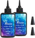 UV Resin, 2 PCS Upgrade Ultraviolet Epoxy Resin Crystal Clear Hard Glue Solar Cure Sunlight Activated Resin for Handmade Jewelry, DIY Craft Decoration, Casting and Coating(200g)