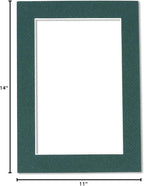11x14 Mat Bevel Cut for 8.5x11 Photos - Acid Free Forest Green Precut Matboard - For Pictures, Photos, Framing - 4-ply Thickness