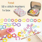 Hilsayum 80Pcs Knitting Stitch Markers 4 Shapes Colorful Crochet Stitch Markers with Box for Crocheting and Knitting,