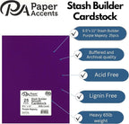 PA Paper Accents Stash Builder Cardstock 8.5" x 11" Purple Majesty, 65lb colored cardstock paper for card making, scrapbooking, printing, quilling and crafts, 25 piece pack