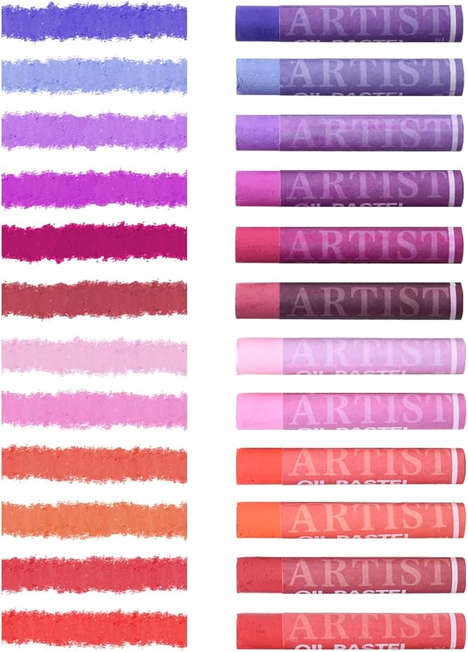 qianshan Soft Oil Pastels Set of 12 Colors,Non Toxic,Soft Texture Vibrant and Creamy Oil Crayons Pastels Art Supplies For Professional Artists Beginners Drawing.Purple&Red