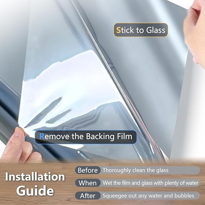 LEMON CLOUD One Way Window Privacy Film See Out Not in Reflective Mirror UV Window Cling Sun Blocking Heat Control Glare Control with Tools,45.2 Inch x 157.4 Inch