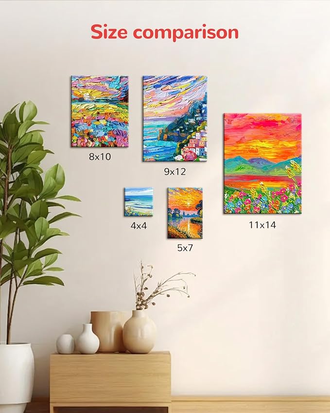 Mini Canvas Boards for Painting 60 Pack, 4x4 Inch Canvas Panels, 100% Cotton Art Supplies for Acrylics Oil Watercolor Tempera Paints