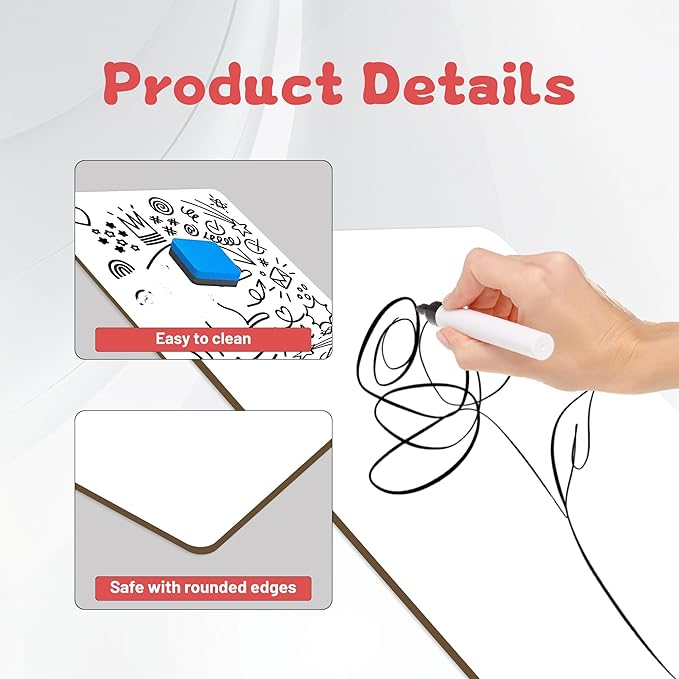 White Board Dry Erase Boards Classroom Pack Mini White Boards 9" x12” Double Sided Personal Whiteboards for Students Teachers School Supplies Lapboards (Set of 2 Boards & Erasers &Pens)
