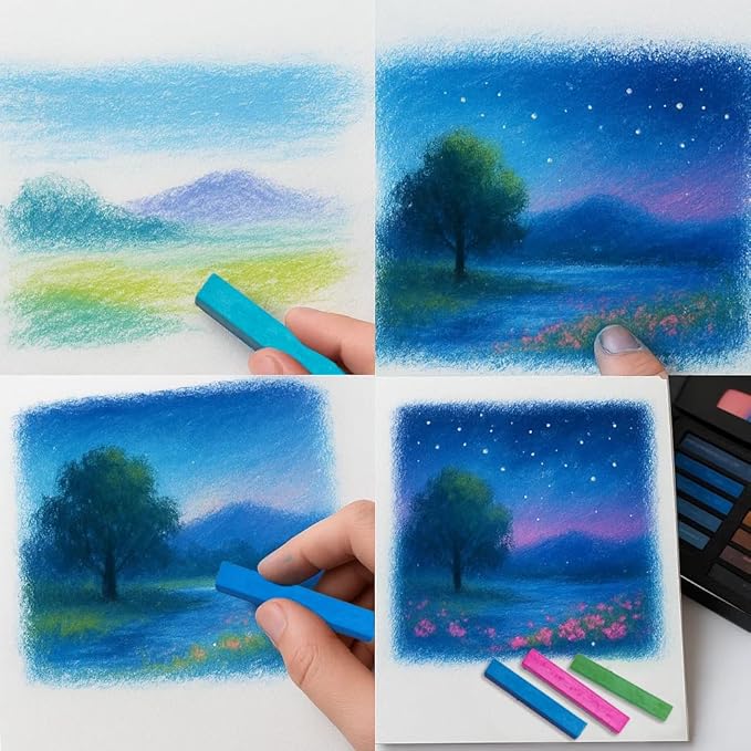Soft Pastels Set, Square Chalk Pastel Sticks, Assorted Colors for Artists, Students & Beginners, Drawing, Coloring, Sketching, Shading, Blending & Layering (72 Colors)