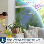 rabbitgoo Window Privacy Film One Way Window Tint for Home, Removable Reflective Heat Sun Blocking Anti UV Glass Door Covering, Mirror Tinting Film House Office, 35.4 in X 16.4 Feet, Blue Silver