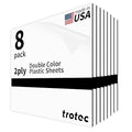 Trotec TroLase | 12"x12"x1/16", 8 Pcs | White/Black | 2 Ply | Modified Acrylic | Laser Engraving Double Color Plastic Sheet | Engraving Blanks for Laser, Saw, Guillotine | Made in USA