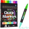 AKARUED Chalk Markers for Blackboard: 16 Colors 8 Pack Dual Tip Liquid Chalk Markers for Chalkboard, Calendar Menu Board Erasable Chalk Pens for Glass, Mirrors, Wedding Sign, Car Windows Decorations