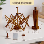 Olikraft Wooden Yarn Swift - Lightweight Reverse Yarn Umbrella Swifts, Ball Swift, Skein Winder (Brown) (Patented)