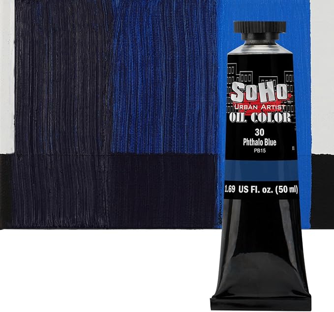 Soho Urban Artist Oil Paint - Phthalo Blue, 50 ml Tube - Best Valued Oil Colors for Painting, Excellent Pigment Load