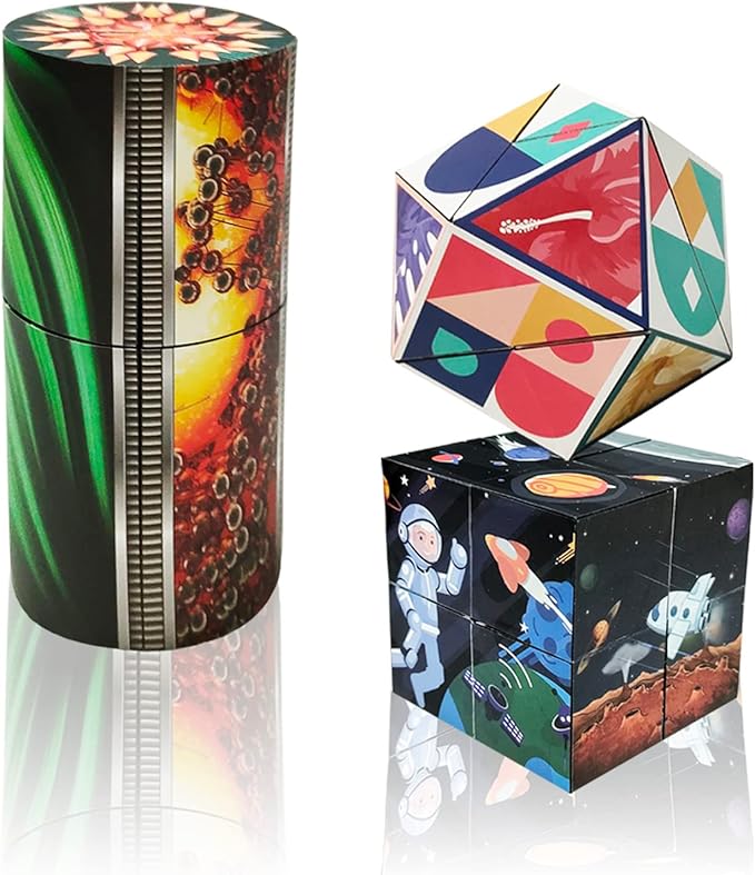 3D Flips Magic Cube Set, 3 Pack Infinity Cube Fidget Toys, Transforms Puzzle Cubes for Stress Anxiety Relief and Kill Time, Nice Gifts for Kids and Adults