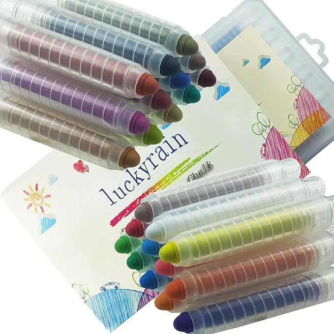 Non-toxic Dustless Chalk for Kids, Colored Chalk With Holder The Best Art Tool for Blackboard Kids Children Drawing Writing,24PCS