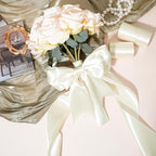 LaRibbons Ivory Satin Ribbon 3 Inch 10 Yards Double Faced Luxury White Cream Silk Ribbon for Gift Wrapping Flower Bouquets Bow Christmas Wedding Party Decoration