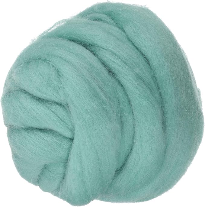 PATIKIL Wool Roving Yarn, 80G/2.82OZ Soft Felting Wool Pure Chunky Roving Yarn Bulk for Needle Felting Knitting Blanket Spinning Weaving DIY Craft, Green
