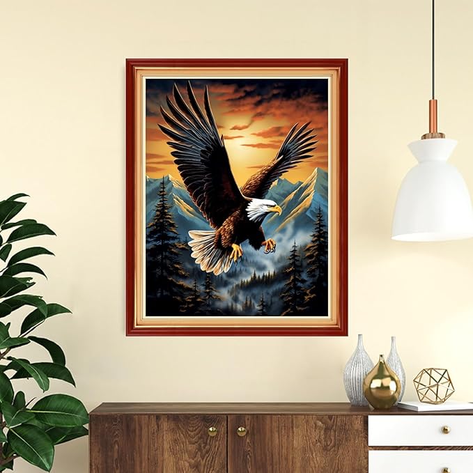 DMCVIVR Stamped Cross Stitch Kits for Adults Beginners Embroidery Kits 11CT Needlepoint Kits Cross Stitch Patterns Embroidery Patterns-Eagle Sunrise 16x20 inch