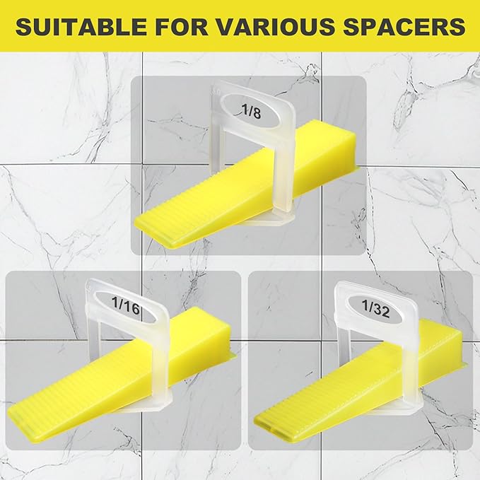 DGSL Tile Leveling System Tile Wedges, 400PCS Reusable Tile Leveling Wedges for 1/8", 1/16", 1/32" Tile Spacers, Tile Leveling Clips and Tile Leveler Installation