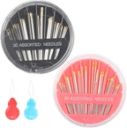 Eketirry 60pcs Premium Hand Sewing Needles，2 Pack 30-Count Assorted Needles for Sewing Repair, 6 Different Sizes Sewing Needles with 2 Threaders (Pink& Black,1)