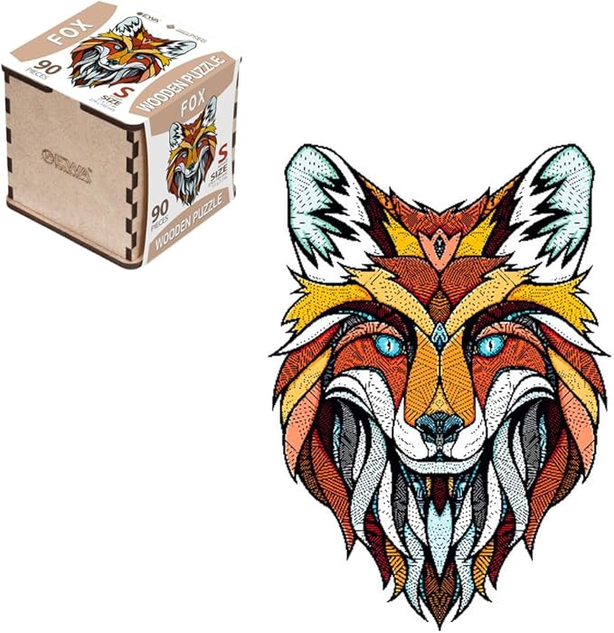 EWA Home Décor – Fox Small 90 Pieces – Wooden Jigsaw Puzzle for Adults – Perfect for Artistic Home Decoration and Mindful Relaxation