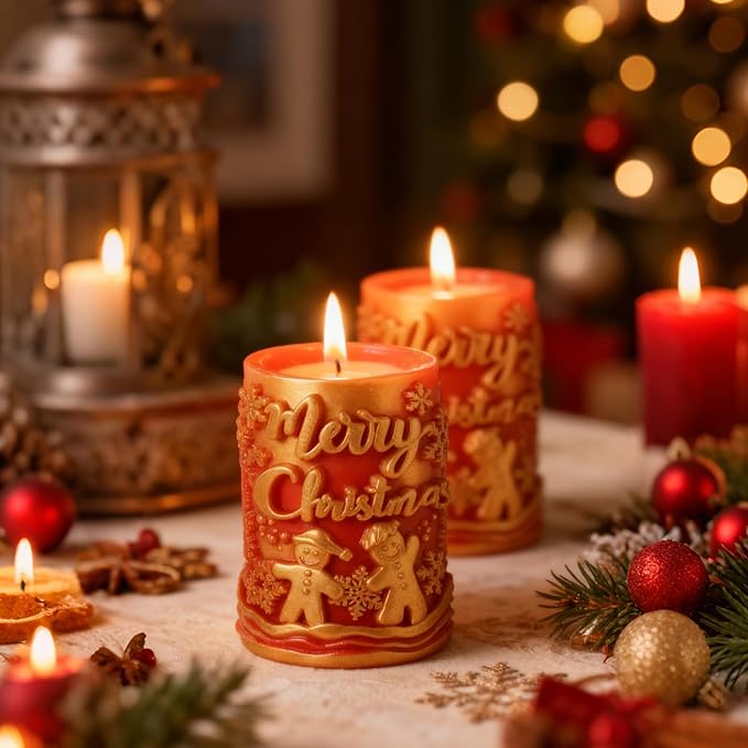 1PCS Christmas Candle Mold, Pillar Snowman Christmas Resin Silicone Molds Kit, 3D Christmas Shape Silicone,Candle Silicone Mold for DIY Wax Soap