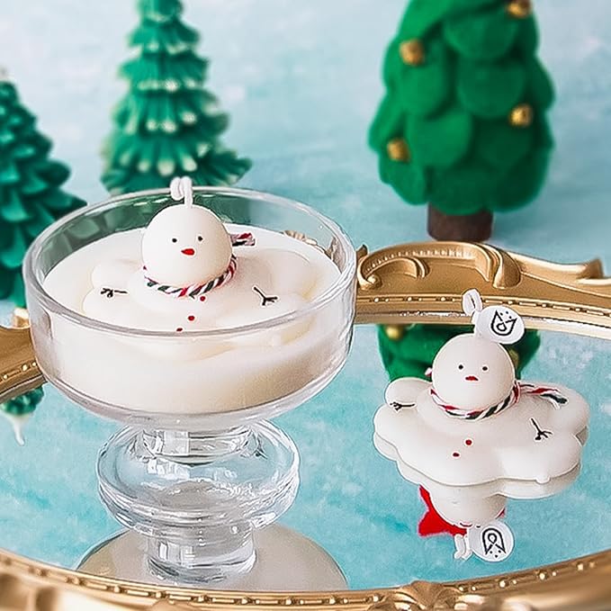 Silicone Molds Candle Cute Melting Snowman Resin Candle Molds for Christmas Party Decoration Candle Form Epoxy Plaster Mould (2.6 in)