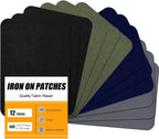 MOONSJONES Iron on Patches for Fabric Clothes, Iron-on Patch Repairing Inside & Outside Holes for Jeans, Backpacks, Down Jackets, Hat, Pants, Sweaters (7.5 cm x 10.5 cm) - 12Pcs