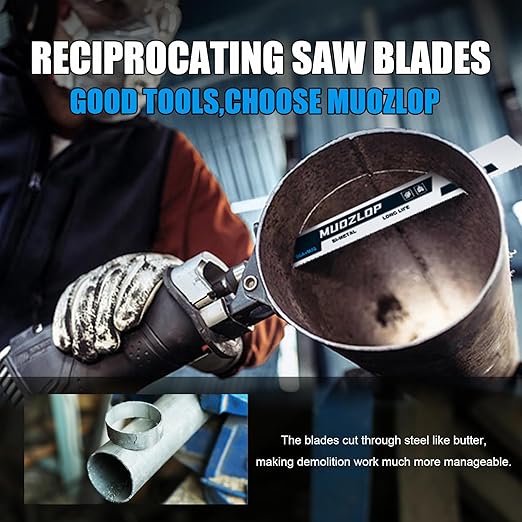 10Pack 6 inch Reciprocating Saw Blades Set,8+10 TPI High Carbon Saw Blades, Metal Saw Blades with Organizer Case (10, 8+10TPI/150mm)