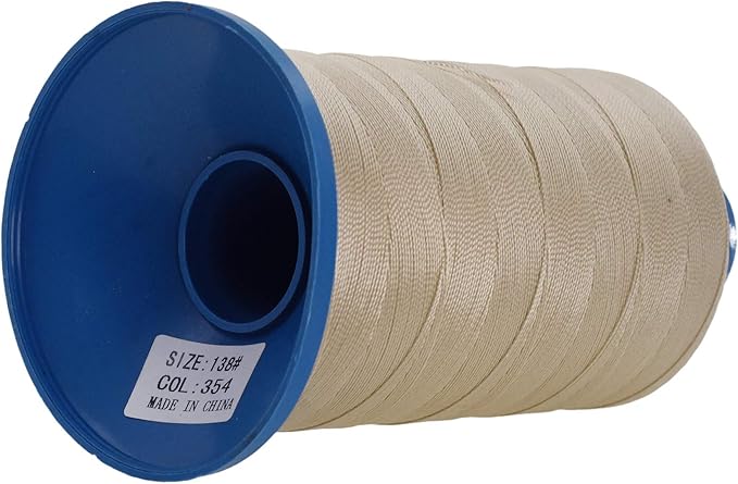 Mandala Crafts Bonded Nylon Thread Khaki Heavy Duty Sewing Threads - 1250 YDs Size 138 420D T135 Tex 135 Thread for Leather Jeans Weaving Outdoor Marine Upholstery Threads