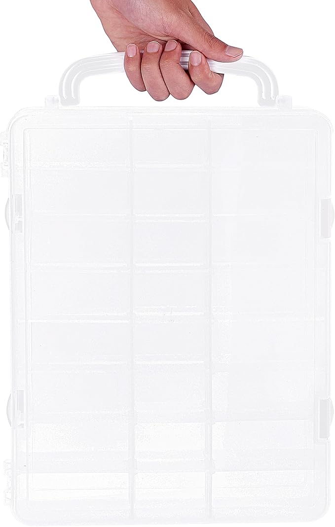 New brothread Double-Sided Storage Organizer/Box with Total 48 Adjustable Compartments, Removable Dividers for Embroidery and Sewing Threads, Embroidery Floss, Needles, Beads, Small Crafts & Toys