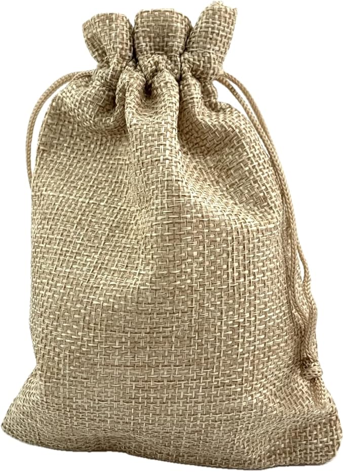 Palmhomee Pack of 25 Burlap Gift Bags with Drawstring Linen Jewelry Pouches Wedding Hessian Jute Bags for Birthday Jewelry and Treat Pouches Party Wedding Favors Gift Art and DIY Craft   (4x5.6 Inch, Burlap)