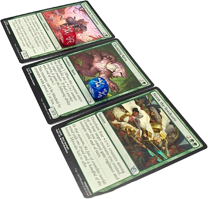 Futhark MTG Counter Dice Set - 25 Compact Multicolored Acrylic Dice with Plus/Minus Counters - Easy to Carry & Easy to Read - Accessories for Magic: The Gathering