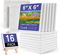 ESRICH Small Stretched Canvas for Painting 6x6 inch, 2/5''Profile Art Primed 16 Pack Canvases for Painting, Cotton Small Professional Blank Paint Canvas for Kids and Art Supplies, for Acrylics, Oils.