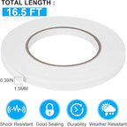 Double Sided Foam Tape 0.39In x 16.5FT, Mounting Tape Heavy Duty, Strong Adhesive Weatherproof Seal Strips for DIY Craft Picture Poster, Car & Gap Filling Mountings, Home Office Decor (White)