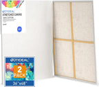 GOTIDEAL Stretched Canvases for Painting, 36x48" Inch Set of 2, Primed White - 100% Cotton Blank Art Large Canvas Boards for Painting for Acrylic Pouring, Oil Paint Dry & Wet Art Media
