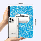 Rosmonde 12 Pack Bulk Composition Notebook Wide Ruled, 200 Pages (100 Sheets), 9-3/4 x 7-1/2", Hard Cover Wide Ruled Notebook Bulk, Assorted Colors Composition Notebook For School, Colors May Repeat
