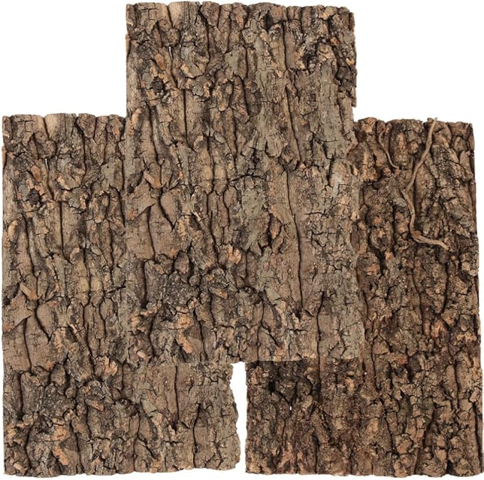Totority Cork Bark 3Pcs Plants Decor Cork Terrarium Background, Cork Tile Background Decorative Tree Bark Adornment Reptile Climbing Plaything for Gecko Lizard Tortoise Frog Bearded Dragon Tank Access