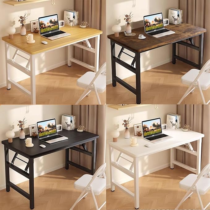 39.4 Inch Foldable Desks for Small Spaces,Foldable Desk No Assembly,Small Table for Bedroom,Black.
