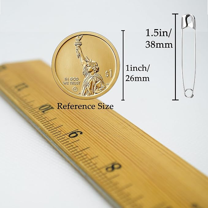 Safety Pins, 600PCS-1.5Inch Small Safety Pins, Rust-Resistant Nickel Plated Steel, Sharp Edge Safety Pin for Clothes, Sewing, Arts & Craft, 38mm Decorative Safety Pins (Silver), UR-28
