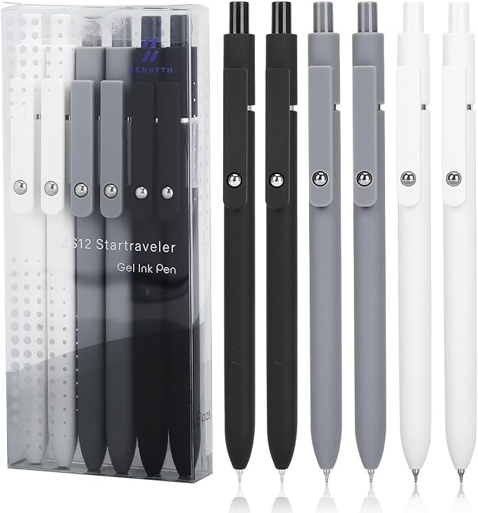 Ddaowanx Gel Pens, 0.5mm Fine Point Quick Dry Black Ink Pens Retractable, Nursing School Essentials,School Supplies, Gifts for Women (6Pcs-Black Ink)