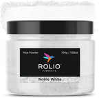 Rolio - Mica Powder - 1 Jar of Pigment for Paint, Dye, Soap Making, Nail Polish, Epoxy Resin, Candle Making, Bath Bombs, Slime - 100G / 3.5oz(Noble White)