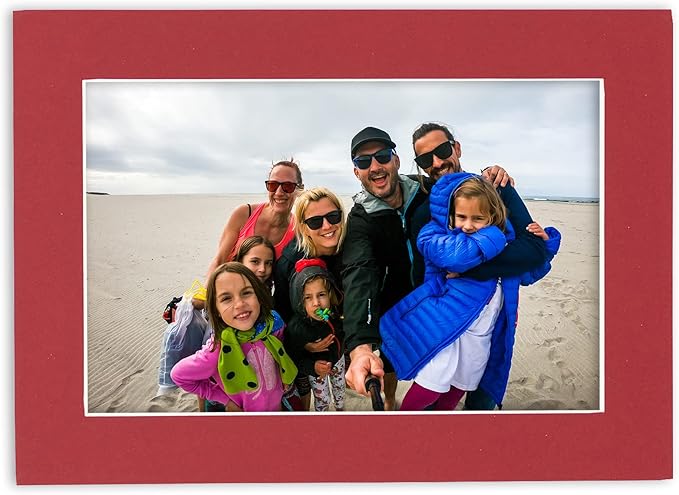 Poster Palooza 8.5x11 Mat Bevel Cut for 7x9 Photos - Acid Free Deep Red Precut Matboard - For Pictures, Photos, Framing - 4-ply Thickness
