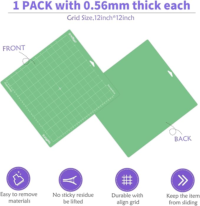 HTVRONT HTV Heat Transfer Vinyl Bundle: 36 Pack 12 x 10" Iron On Vinyl with 1 Pack Standard Grip Cutting Mat for T-Shirt, 25pcs Assorted Colors HTV Vinyl with Tweezer for All Cutting Machine