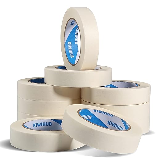White Painters Tape,1 inch x 60 Yards x 10 Rolls (600 Yards Total) - Medium Adhesive White Masking Tape for Painting,Labeling,DIY Crafting,Decoration and School Projects