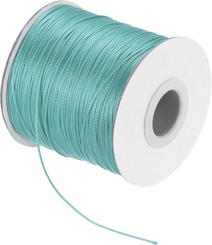 MECCANIXITY Waxed Cord 0.5mm Waxed Polyester Cord 175 Yard Wax String for Bracelet Making, Necklaces, Beading, Jewelry Making and DIY Crafts(Lake Blue)