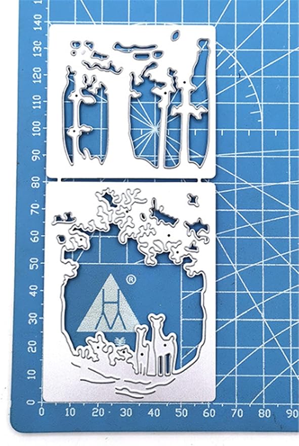 Metal Cutting Dies DIY Merry Christams Embossing Stencil Template Scrapbooking Card Making Mold Photo Album Arts Crafts Tools (Christmas deer-14x6.3cm)
