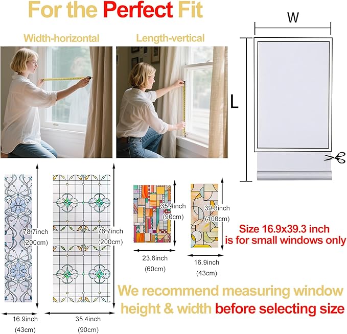 3D Stained Glass Window Privacy Film, Heat Control UV Blocking Static Cling Decorative Window Film for Bathroom,Front Door,Home Non Adhesive,23.6 x 35.4 inches Verdant Whispers